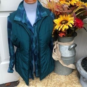 Indigo top and vest 2 pieces turquoise plaid button up and vest M